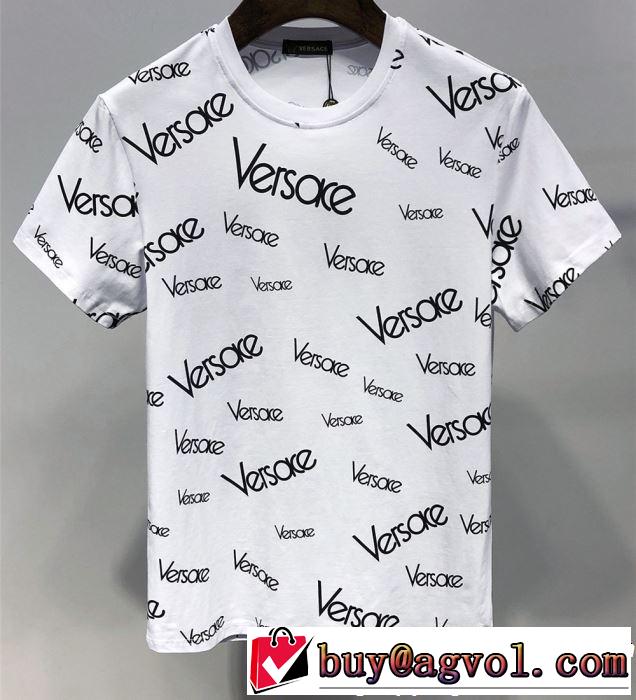 上品な涼やかさある印象に 2019春夏のトレンド新商品 VERSACE ヴェルサーチ 半袖Tシャツ 2色可選