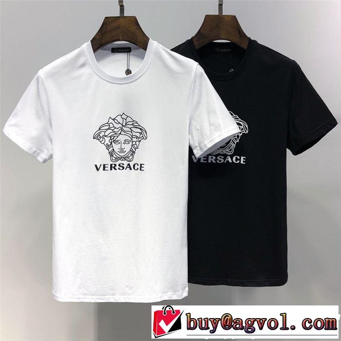 おしゃれな大人の着こなし 2019夏ファション新品 VERSACE ヴェルサーチ 半袖Tシャツ 2色可選