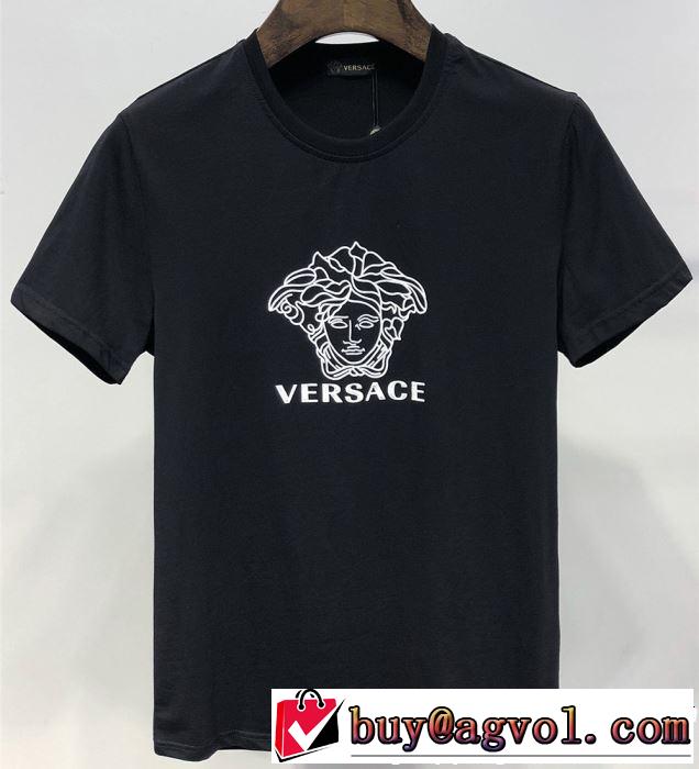 おしゃれな大人の着こなし 2019夏ファション新品 VERSACE ヴェルサーチ 半袖Tシャツ 2色可選