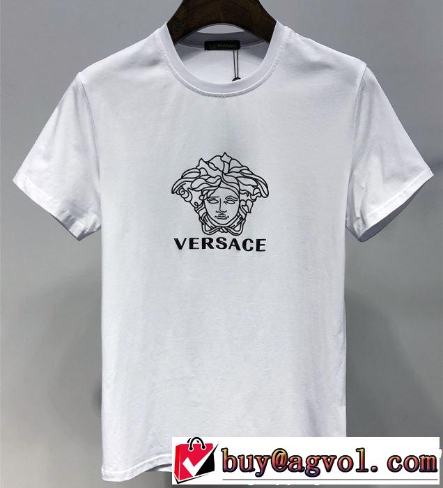 おしゃれな大人の着こなし 2019夏ファション新品 VERSACE ヴェルサーチ 半袖Tシャツ 2色可選