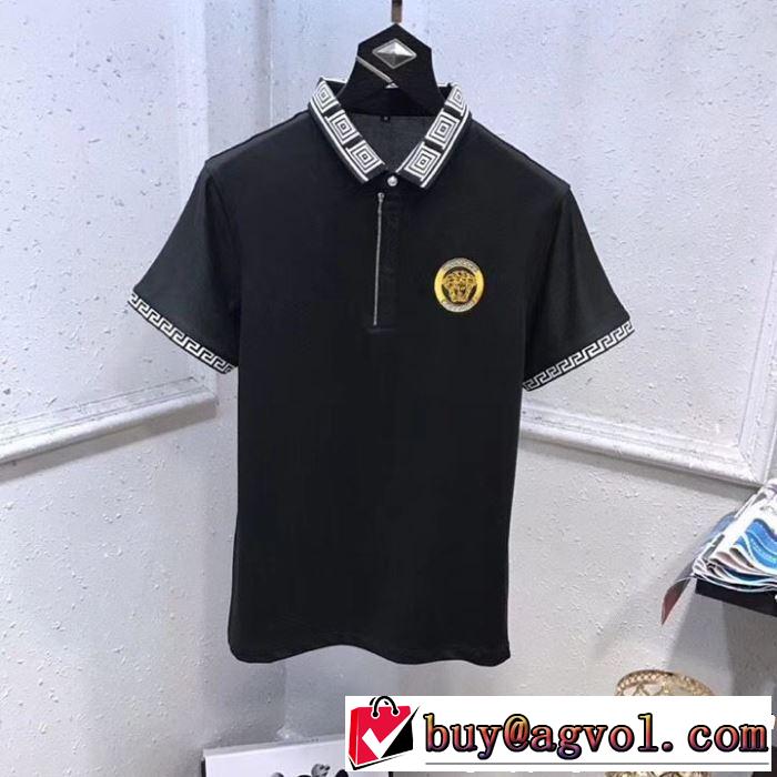 VERSACE ヴェルサーチ 半袖Tシャツ 3色可選 2019春夏は人気定番 魅力的なカラー使い 上品な涼やかさある印象に