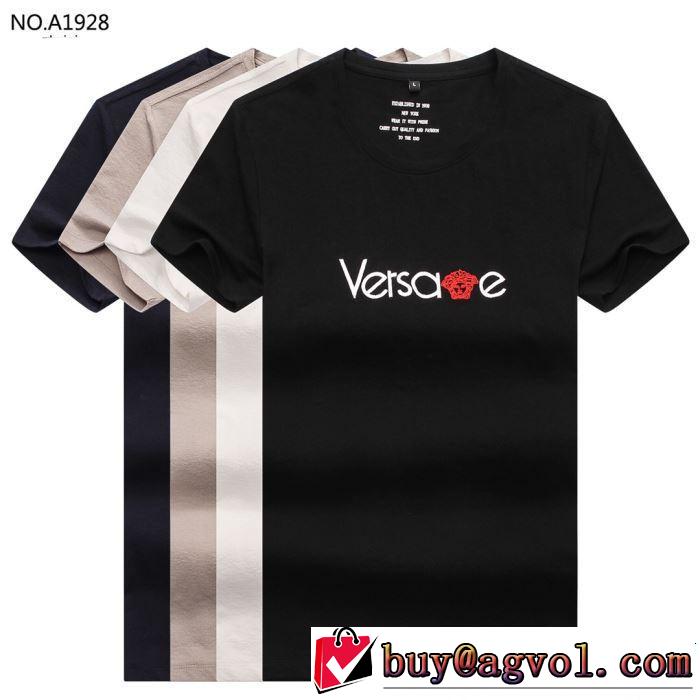 4色可選 半袖Tシャツ 最も目立ったブランド新品 【2019年】夏のファッション VERSACE ヴェルサーチ