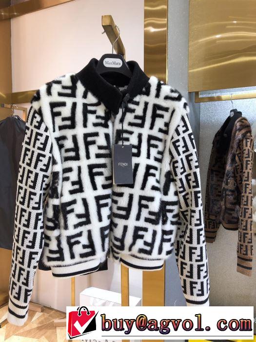 最速2019秋冬トレンドブランド　フェンディ FENDI　シンプルに着こなしたい　ハーフコート　今年らしい新しい人気色
