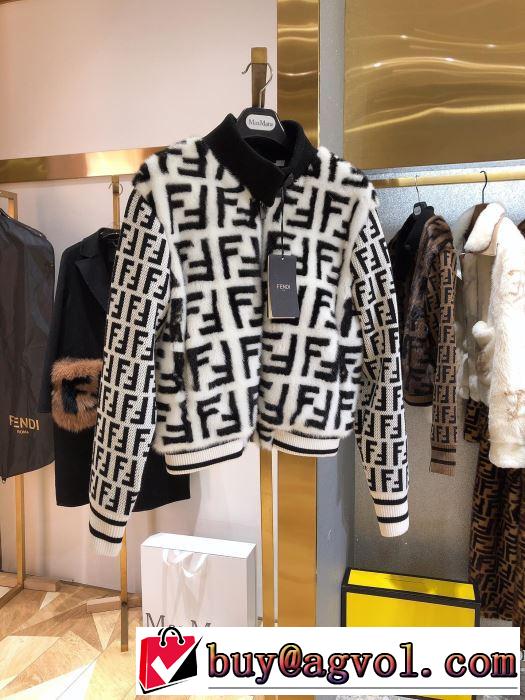 最速2019秋冬トレンドブランド　フェンディ FENDI　シンプルに着こなしたい　ハーフコート　今年らしい新しい人気色
