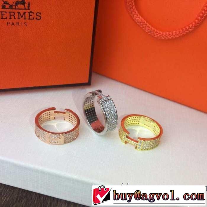 3色可選 キレイめ感が強い エルメス春夏の流行り2019新品 HERMES 甘過ぎず大人な印象に リング/指輪