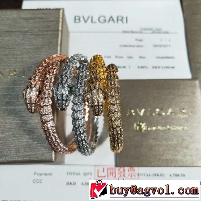 3色可選オシャレ印象で人気の高い ブルガリ BVLGARI 2019即旬な装いに ブレスレット お洒落トレンド人気