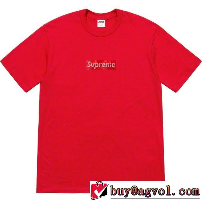 素敵カジュアル春夏新品 Supreme Swarovski Box Logo Tee Tシャツ/半袖 3色可選 夏らしい季節感
