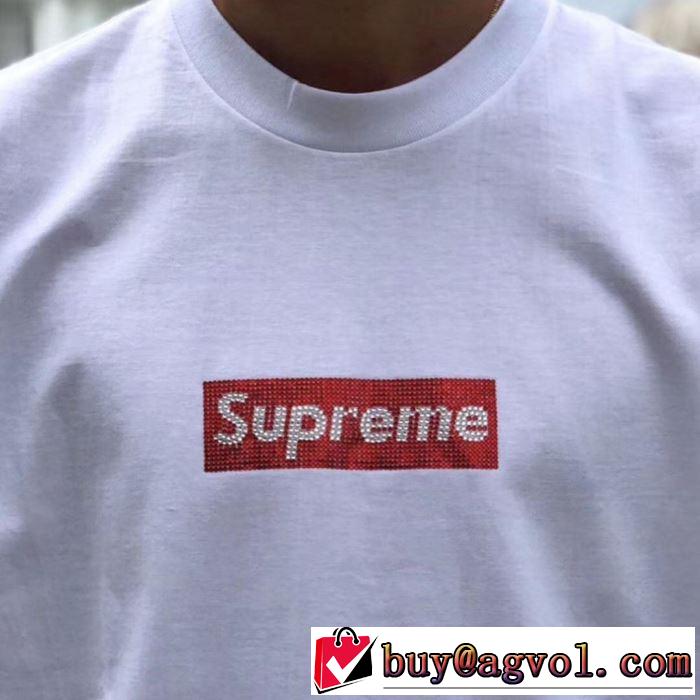 素敵カジュアル春夏新品 Supreme Swarovski Box Logo Tee Tシャツ/半袖 3色可選 夏らしい季節感