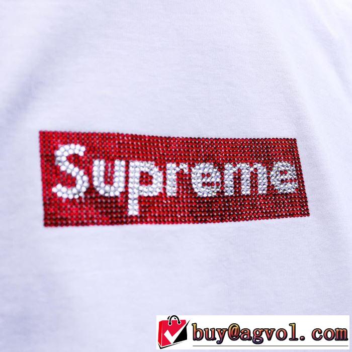 素敵カジュアル春夏新品 Supreme Swarovski Box Logo Tee Tシャツ/半袖 3色可選 夏らしい季節感
