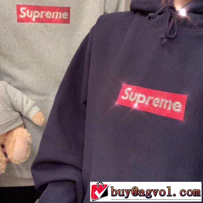 春夏！大人カジュアル Supreme Swarovski Box Logo Hoodie大人っぽいファション感 4色可選 パーカー