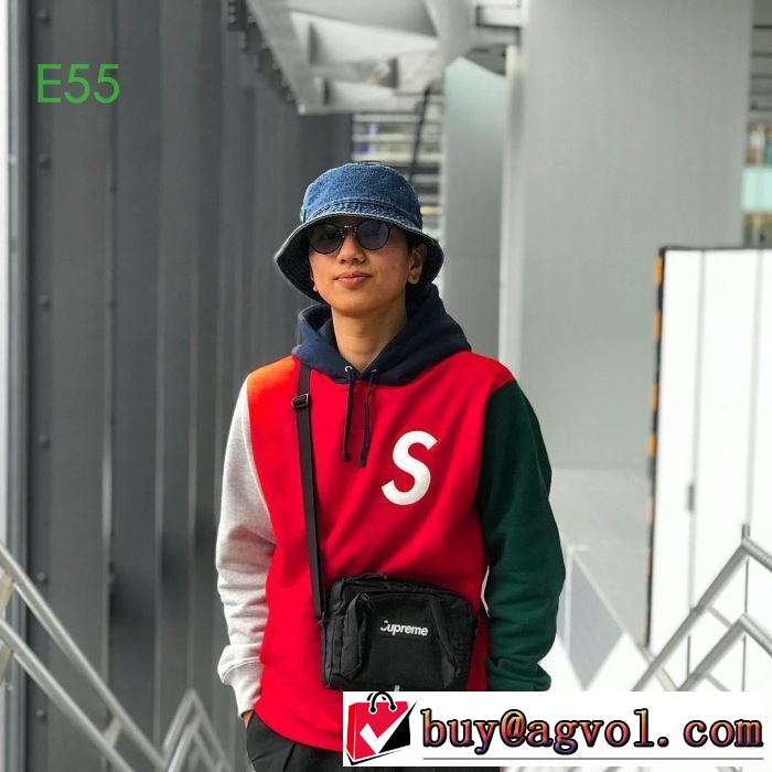 Supreme 19aw S Logo Colorblocked Hooded Sweatshirt  3色可選おしゃれ感度が高い秋冬トレンド  パーカー