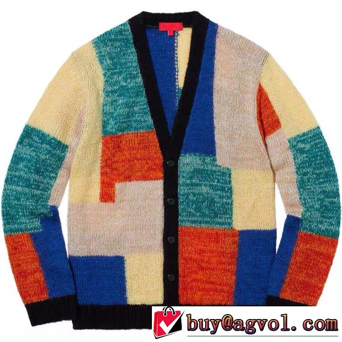 お洒落で秋冬注目トレンド Supreme 19AW  Patchwork Mohair Cardigan  大人かわいい秋冬コーデを楽しみ ニットコート