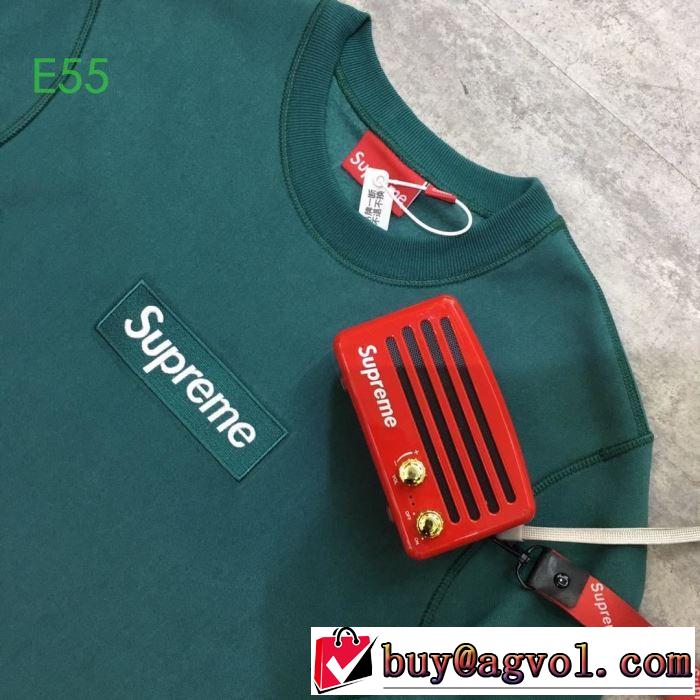 今季トレンド抜け感新品 2019AW Supreme box logo crewneck  カジュアルコーデオシャレ プルオーバーパーカー