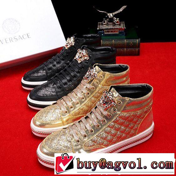 VERSACE ヴェルサーチ ハイトップシューズ 2色可選 2019即旬な装いに ドレスアップ効果も抜群