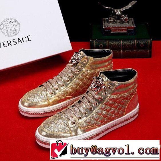 VERSACE ヴェルサーチ ハイトップシューズ 2色可選 2019即旬な装いに ドレスアップ効果も抜群
