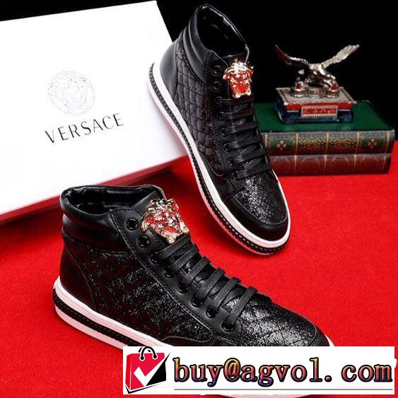 VERSACE ヴェルサーチ ハイトップシューズ 2色可選 2019即旬な装いに ドレスアップ効果も抜群