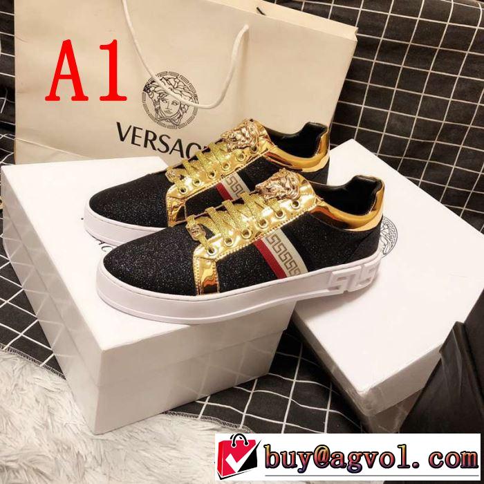 季節をまたい新作アイテム 2019夏ファション新品 ヴェルサーチ VERSACE カジュアルシューズ 2色可選