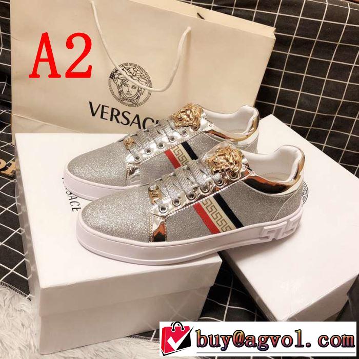 季節をまたい新作アイテム 2019夏ファション新品 ヴェルサーチ VERSACE カジュアルシューズ 2色可選