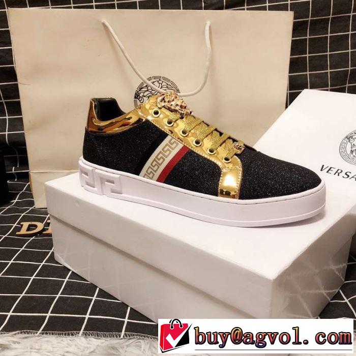季節をまたい新作アイテム 2019夏ファション新品 ヴェルサーチ VERSACE カジュアルシューズ 2色可選