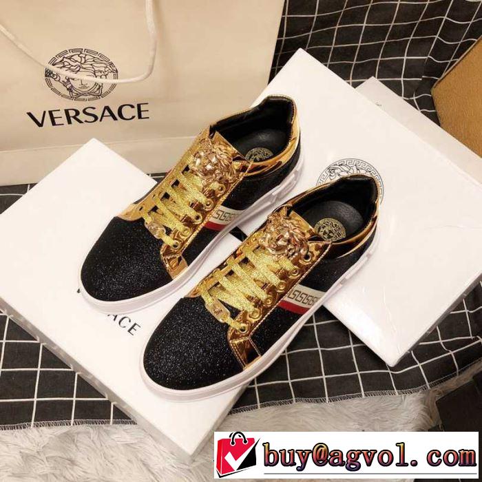 季節をまたい新作アイテム 2019夏ファション新品 ヴェルサーチ VERSACE カジュアルシューズ 2色可選