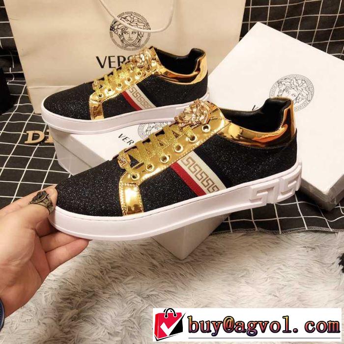 季節をまたい新作アイテム 2019夏ファション新品 ヴェルサーチ VERSACE カジュアルシューズ 2色可選