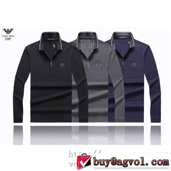 3色可選 長袖Tシャツ  アルマーニ ARMANI 2019トレンドファッション新品 活躍するトレンドアイテム