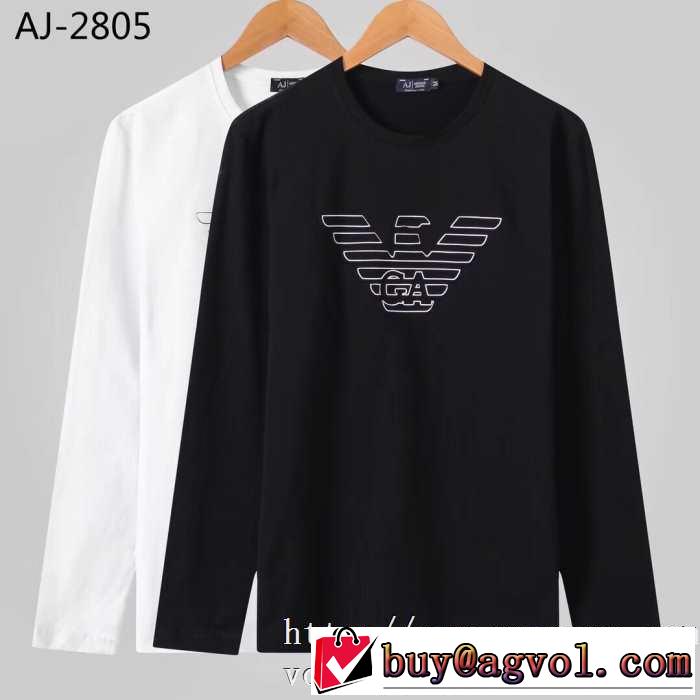 【2019秋冬】今きてる最先端ブランド 今年の流行りファション アルマーニ ARMANI 長袖Tシャツ 2色可選
