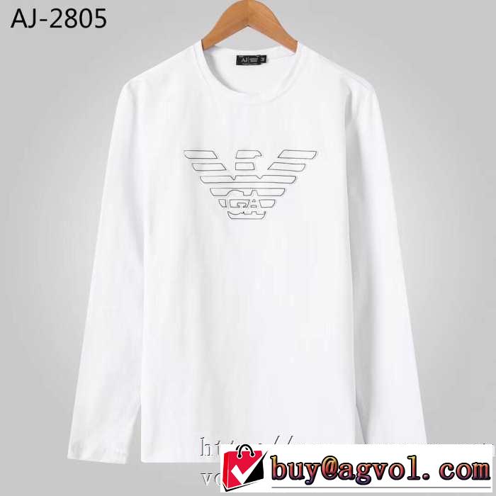 【2019秋冬】今きてる最先端ブランド 今年の流行りファション アルマーニ ARMANI 長袖Tシャツ 2色可選