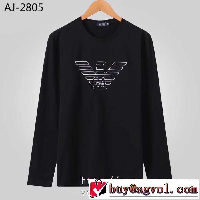 【2019秋冬】今きてる最先端ブランド 今年の流行りファション アルマーニ ARMANI 長袖Tシャツ 2色可選
