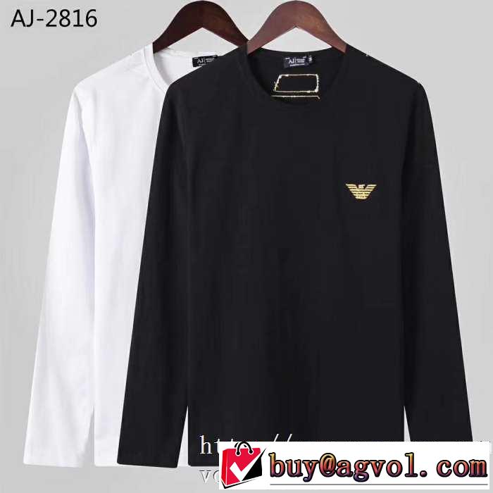 アルマーニ ARMANI 長袖Tシャツ 2色可選 今年らしい新しい人気色 2019トレンド秋冬おすすめ安い
