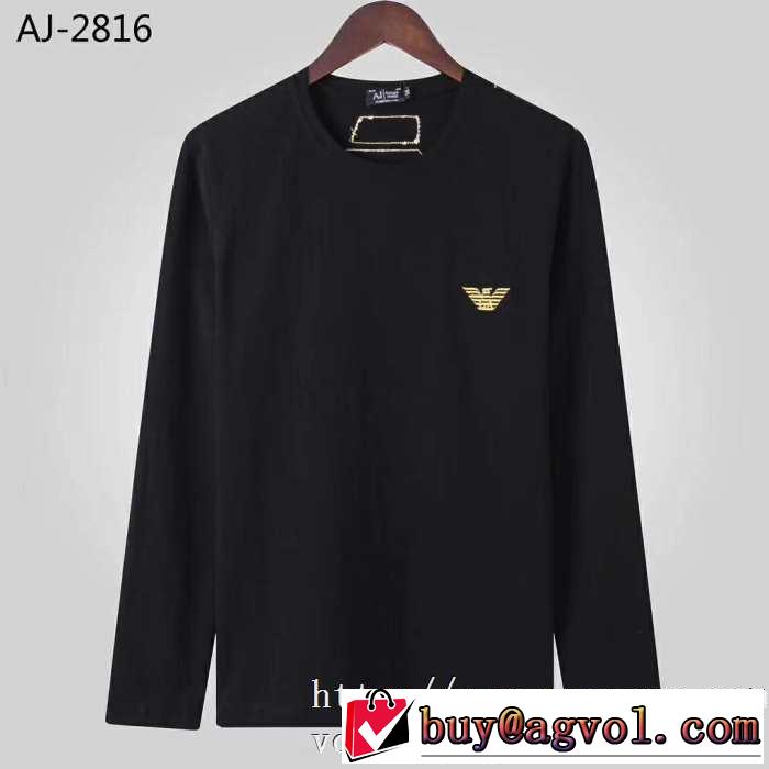 アルマーニ ARMANI 長袖Tシャツ 2色可選 今年らしい新しい人気色 2019トレンド秋冬おすすめ安い