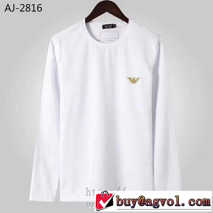 アルマーニ ARMANI 長袖Tシャツ 2色可選 今年らしい新しい人気色 2019トレンド秋冬おすすめ安い