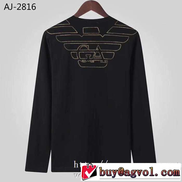 アルマーニ ARMANI 長袖Tシャツ 2色可選 今年らしい新しい人気色 2019トレンド秋冬おすすめ安い