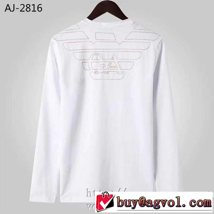 アルマーニ ARMANI 長袖Tシャツ 2色可選 今年らしい新しい人気色 2019トレンド秋冬おすすめ安い