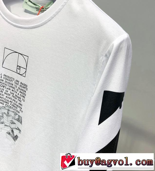長袖Tシャツ 2色可選 大人カジュアル夏ファッション2019 今季トレンドの限定アイテム Off-White オフホワイト