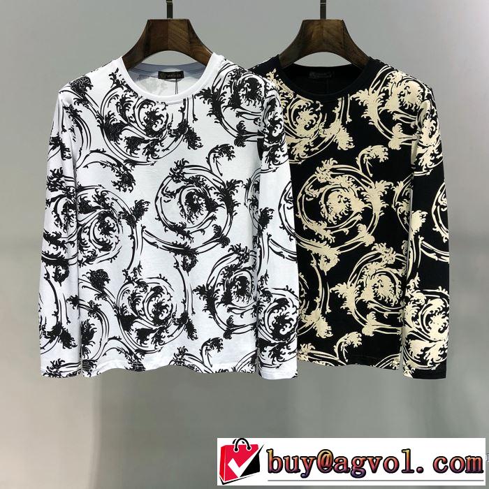 大人カジュアル夏ファッション2019 ヴェルサーチ VERSACE 長袖Tシャツ 2色可選 暑い季節も大活躍