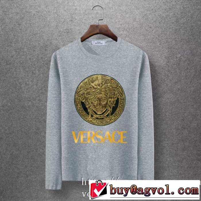 速報！2019年秋ファッショントレンド ヴェルサーチ VERSACE 長袖Tシャツ 4色可選 秋冬に大注目のカラー