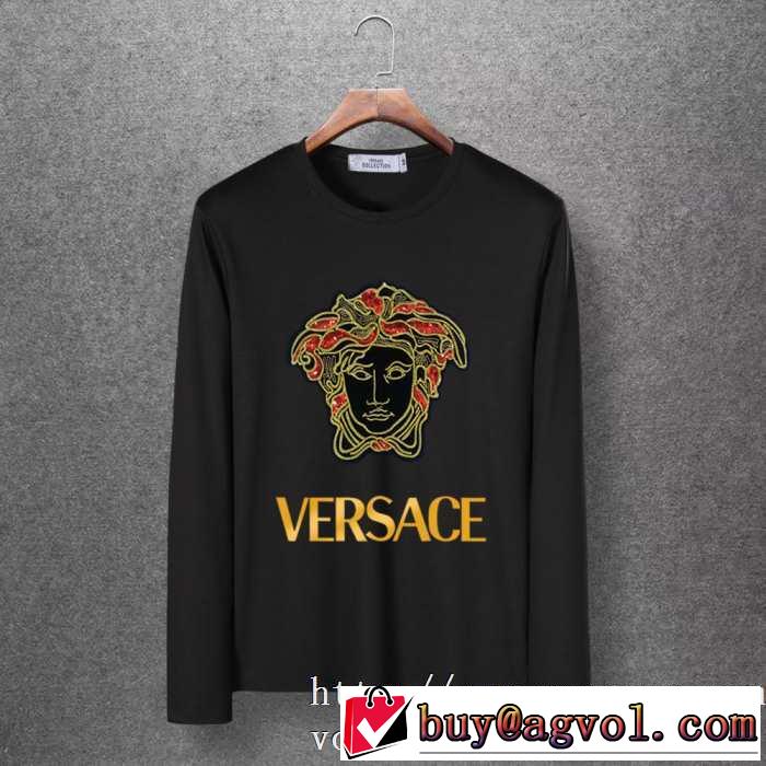 一番おしゃれ秋冬トレンド 最重要！2019秋冬トレンド ヴェルサーチ VERSACE 長袖Tシャツ 4色可選