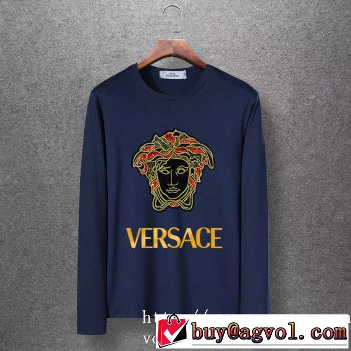 一番おしゃれ秋冬トレンド 最重要！2019秋冬トレンド ヴェルサーチ VERSACE 長袖Tシャツ 4色可選