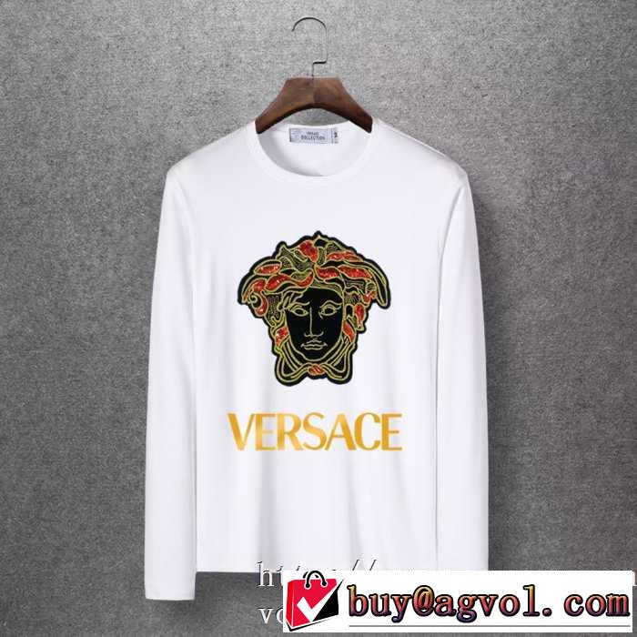一番おしゃれ秋冬トレンド 最重要！2019秋冬トレンド ヴェルサーチ VERSACE 長袖Tシャツ 4色可選