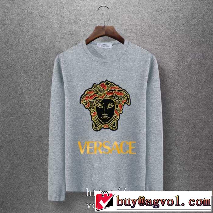 一番おしゃれ秋冬トレンド 最重要！2019秋冬トレンド ヴェルサーチ VERSACE 長袖Tシャツ 4色可選