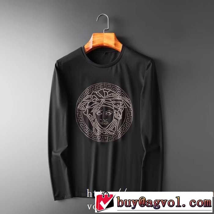 長袖Tシャツ 2色可選 ヴェルサーチ VERSACE 秋こそ楽しめるアイテム 2019トレンド秋冬おすすめ安い