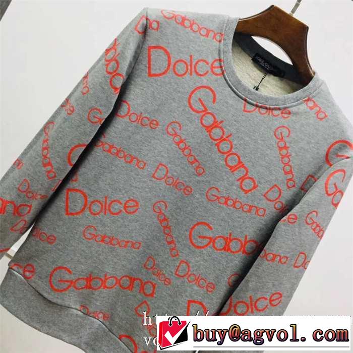 極力暖かさDolce&Gabbana スウェットシャツメンズ D&Gオールオーバープリントバーバリーコピー長袖エレガント秋冬コーデ