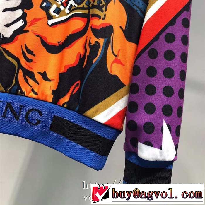 30代男性にスウェットシャツコーデDolce&Gabbana コットン スーパーヒーローKINGプリントパーカーエレガント秋冬定番新作