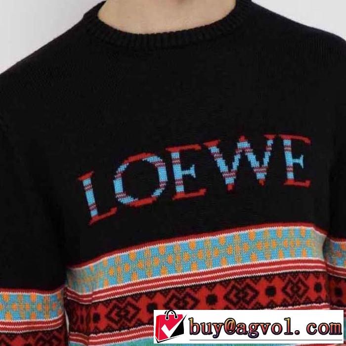 芸能人愛用LOEWE Eln Stripe Sweater 新作 ロエベ ニットウェア メンズ 大きサイズ 軽い着心地 人気色 伸縮性2019年のトレンド