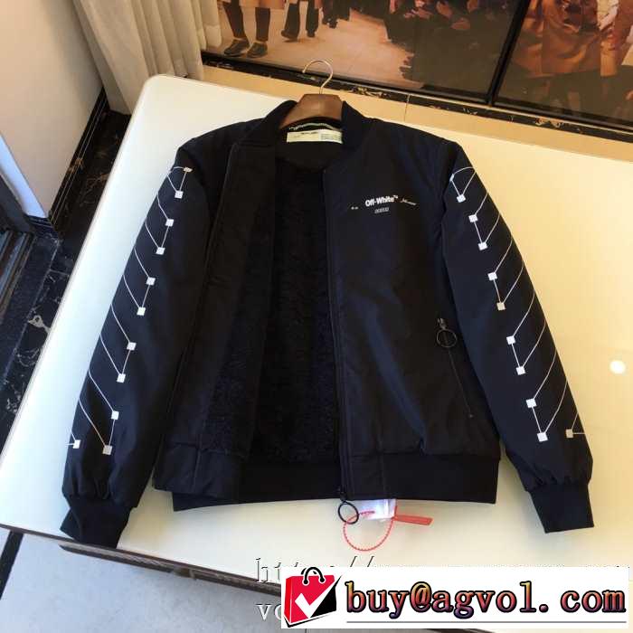 秋冬人気の定番トレンドオフホワイト ジャケットコピー激安Off white printed varsity jacketおしゃれナイロンジャケットコーデ