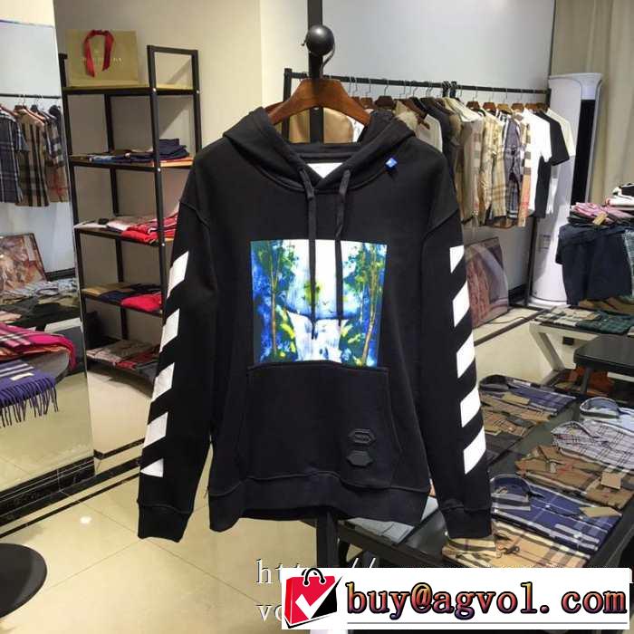 男女兼用パーカーおすすめオフホワイトコピーOFF WHITE DIAG WATERFALL OVER HOODIEスウェットシャツホワイト2019AW新作