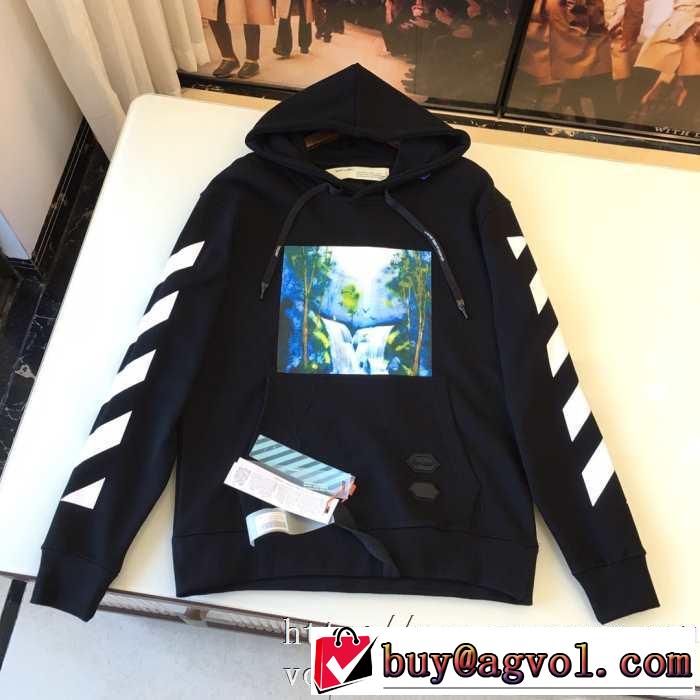 男女兼用パーカーおすすめオフホワイトコピーOFF WHITE DIAG WATERFALL OVER HOODIEスウェットシャツホワイト2019AW新作