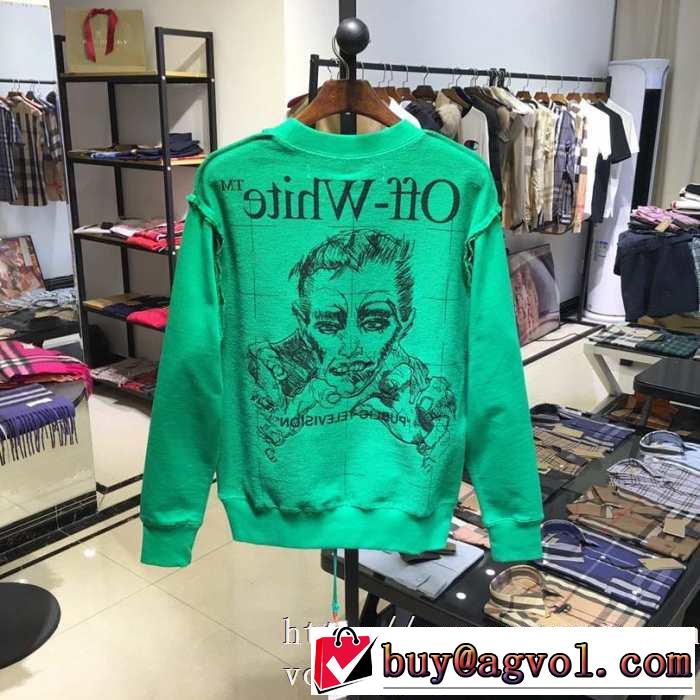 OFF WHITE パーカーパブリック テレビジョン スウェットシャツ おすすめ 長袖Tシャツ オフホワイト激安着こなし秋冬定番商品