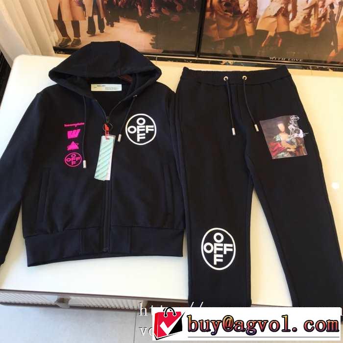 OFF WHITE 秋冬流行りDIAG STENCIL SLIM HOODIE パーカー セットアップ スウェットシャツ 人気 オフホワイトコピーコットンウェア